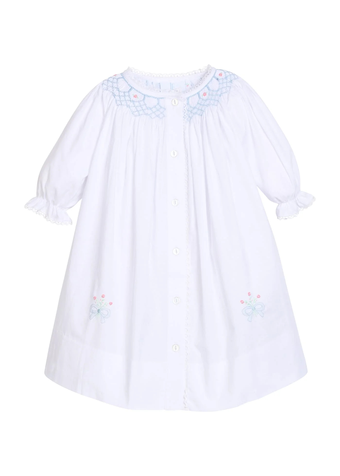 Blue Bell Floral Smocked Heirloom Gown - Newborn Baby Gift | Little English
