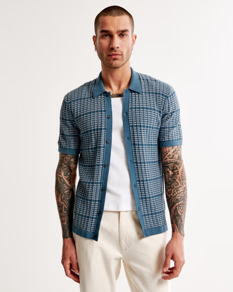 Stitch Button-Through Sweater Polo | Abercrombie & Fitch (US)
