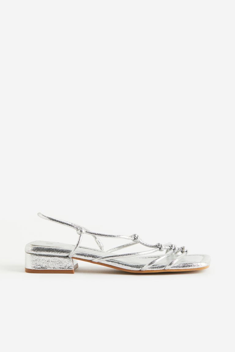 Knot-detail strappy sandals - Silver-coloured - Ladies | H&M | H&M (UK, MY, IN, SG, PH, TW, HK)