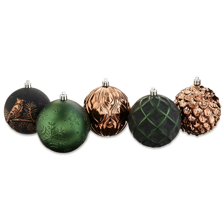 Holiday Time 62 count Copper/Green/Gold Shatterproof, 90mm & 60mm | Walmart (US)