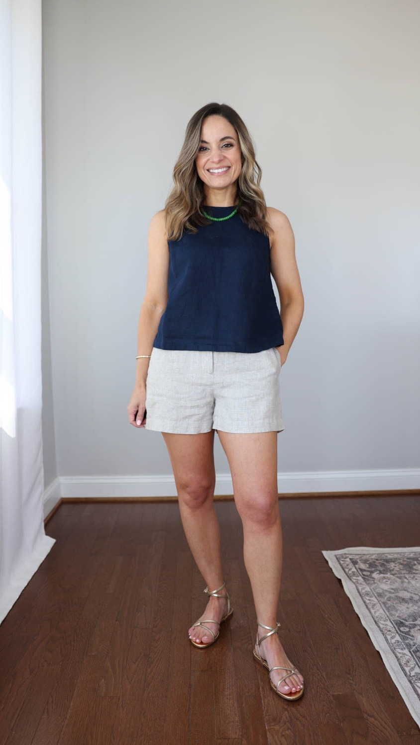 If you’re building a summer wardrobe and you’re focused on natural fibers, here are 10 items from @quince to get you started. (Bonus, they’re all petite-friendly). #quincepartner 

100% European Linen Cropped Tank: XS in Navy
100% European Linen Trouser Shorts: 0 in Flax
100% European Linen Fitted Tank: XS in White
100% Organic Cotton Poplin Tiered Maxi Skirt: XS in Pale Custard Yellow
Bella Stretch Vintage Shorts: 24 in Atlantic Blue
Bella Stretch Vintage Shorts: 24 in Ghost White
100% Organic Cotton Gauze Long Sleeve Shirt: XS in Bayside Stripe
100% Organic Cotton Waffle Stitch Open Cardigan: XS in Shell Pink
100% Organic Cotton Poplin Smocked Midi Dress: XS in Romantic Stems