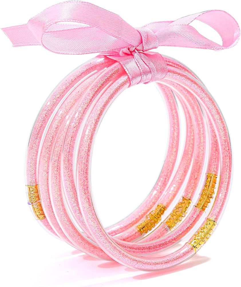 HIIXHC Glitter filled Jelly Bangle Bracelets, Lightweight Cute Silicone Bracelets Best Gifts for ... | Amazon (US)