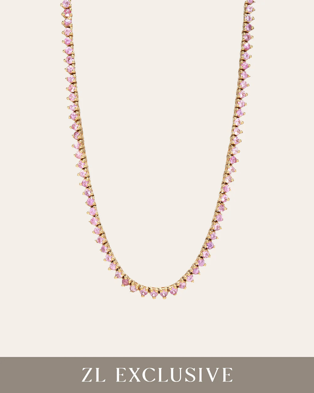 3 Prong Pink Sapphire Tennis Necklace | Zoe Lev Jewelry