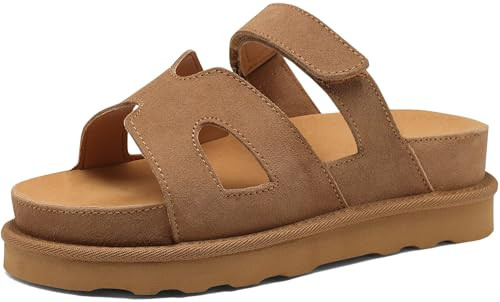 Women's Thick Platform Slide Sandals anti-slip Sole Open Toe Strap Summer Flats Shoes | Amazon (US)