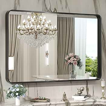 TokeShimi 40 x 30 Inch Wall Mirror for Bathroom Black Metal Frame Decorative Rectangular Wall Mou... | Amazon (US)