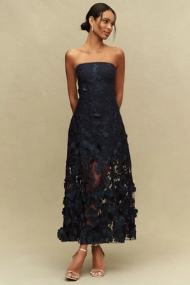 Endless Rose 3D Floral Strapless Maxi Dress | Anthropologie (US)
