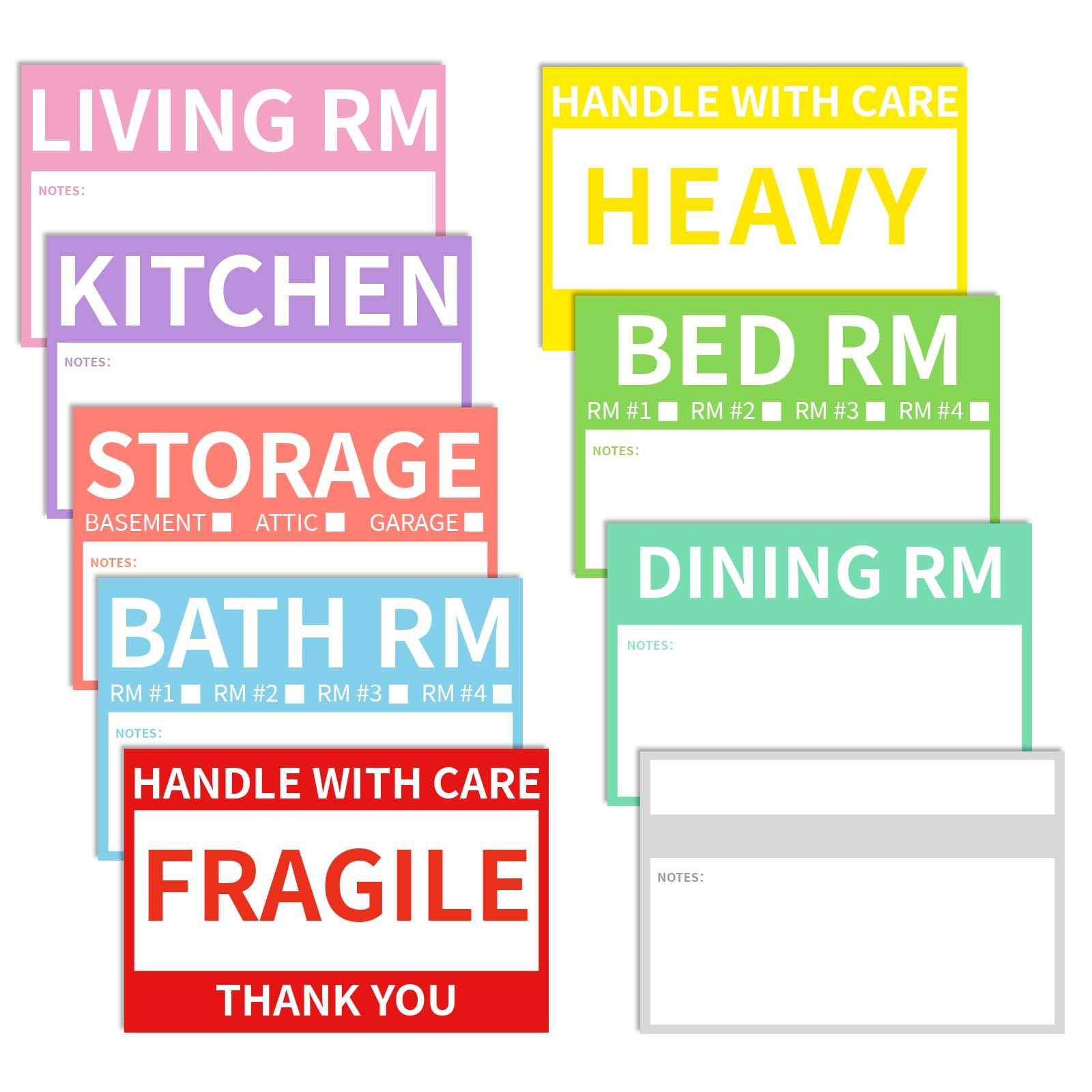 300 Count 2” x 3’’ Removable Home Moving Box Packing Labels for 1/2/3/4 Bedroom Rooms, 9 De... | Amazon (US)