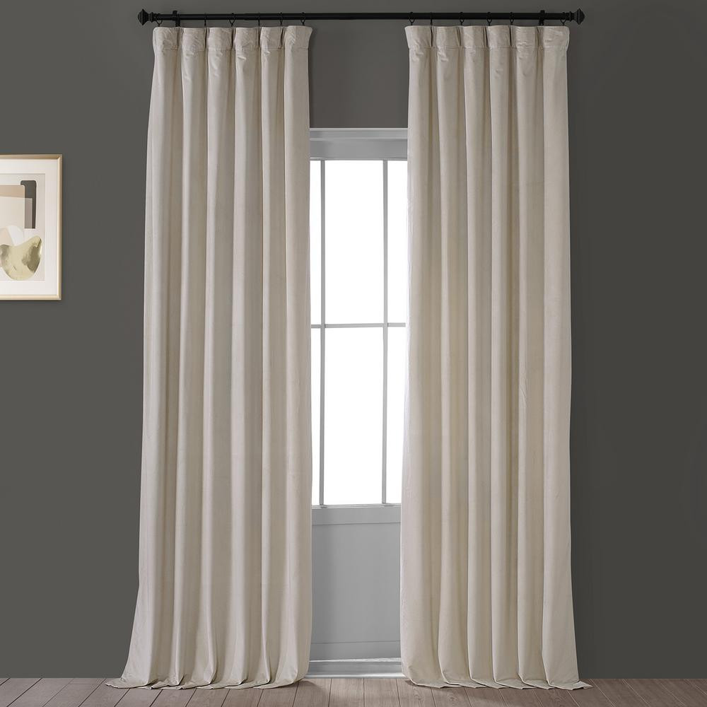 Exclusive Fabrics & Furnishings Light Beige Plush Velvet Curtain - 50 in. W x 96 in. L-VPYC-16120... | The Home Depot