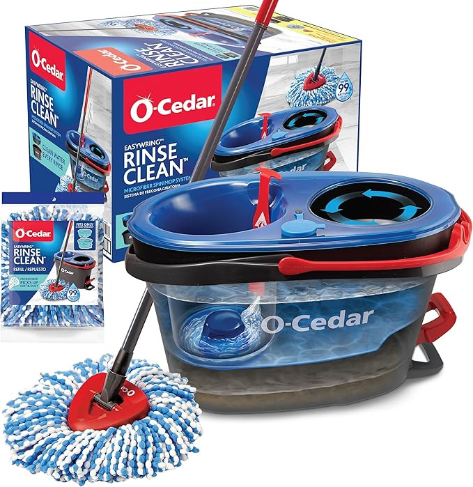 O-Cedar RinseClean Spin Mop & Bucket System + 1 Extra Mop Head | Clean with Clean Water | Removes... | Amazon (US)