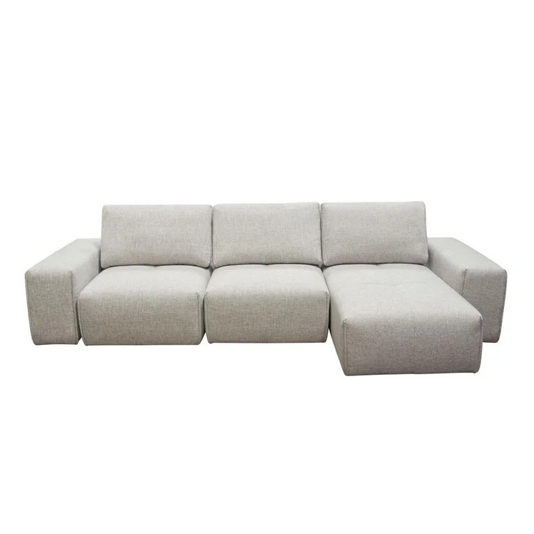 Nova Lifestyle Modular 3-Seater Chaise Sectional, Adjustable Backrests in Light Brown Fabric | Walmart (US)