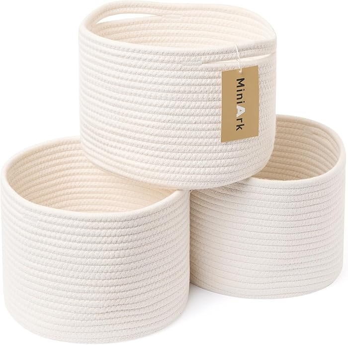 Small Basket for Organizing | Cube Shelf Closet Storage Baskets | 9.7×9.7×7.1” | Woven Rope G... | Amazon (US)