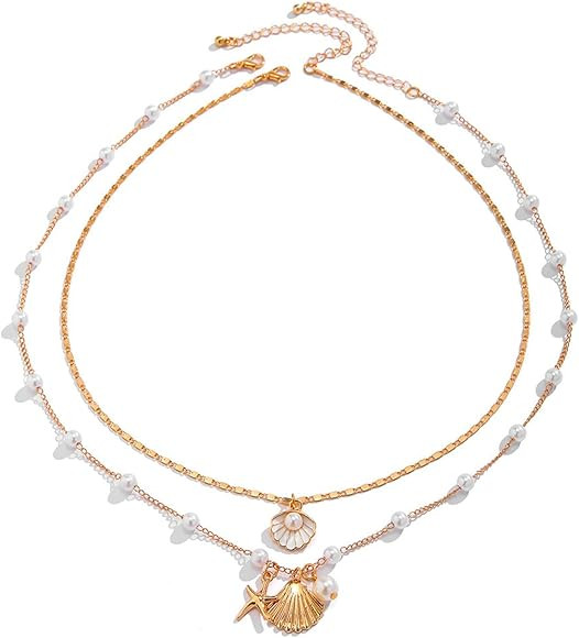 GAUEIOUR Bohemian Puka Shell Necklace,Ocean Style Metal Alloy Starfish Shell Necklace Set, Women'... | Amazon (UK)