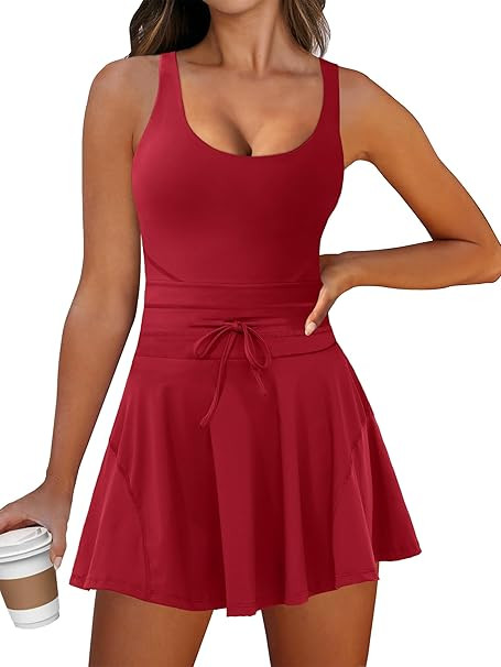 Caracili Athletic Dress for Women, Tennis Workout Active One Piece Romper Dresses Built in Shorts... | Amazon (US)