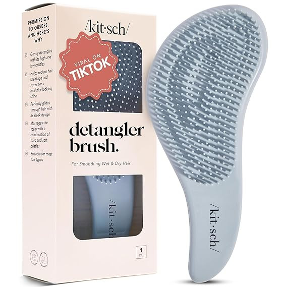 Kitsch Detangler Brush – Gentle Curly Hair Brush with Flexible Bristles for All Hair Types - We... | Amazon (US)