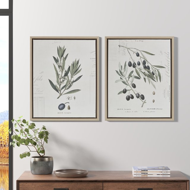 Madison Park Kalamata Branches Botanical Illustration 2-piece Framed Canvas Wall Art Set, 17.8"W ... | Walmart (US)