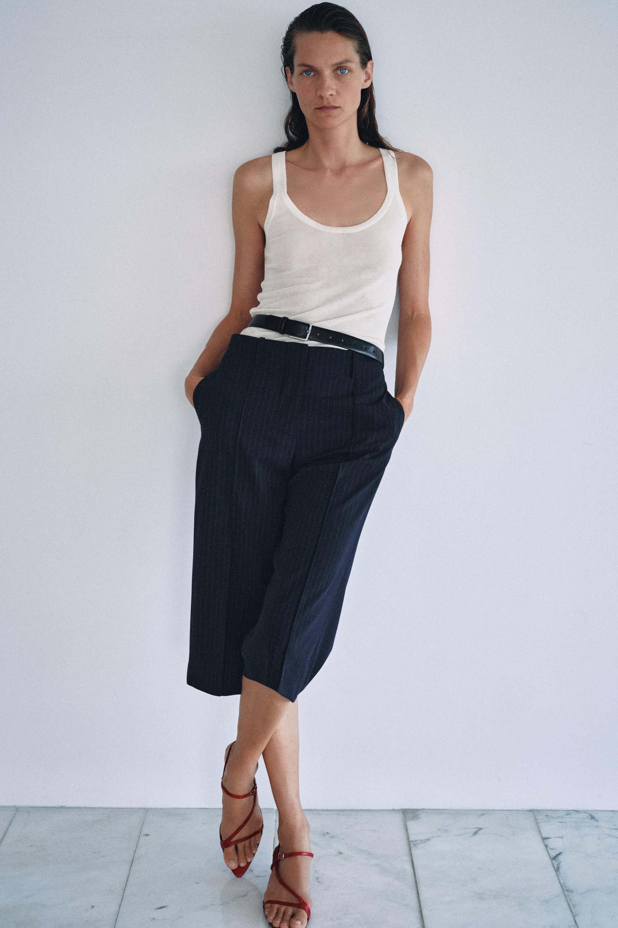 ZW COLLECTION STRAIGHT PLEATED BERMUDA SHORTS | Zara US