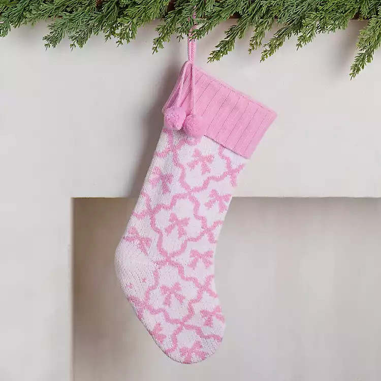 Pink Bows Knit Stocking | Kirklands