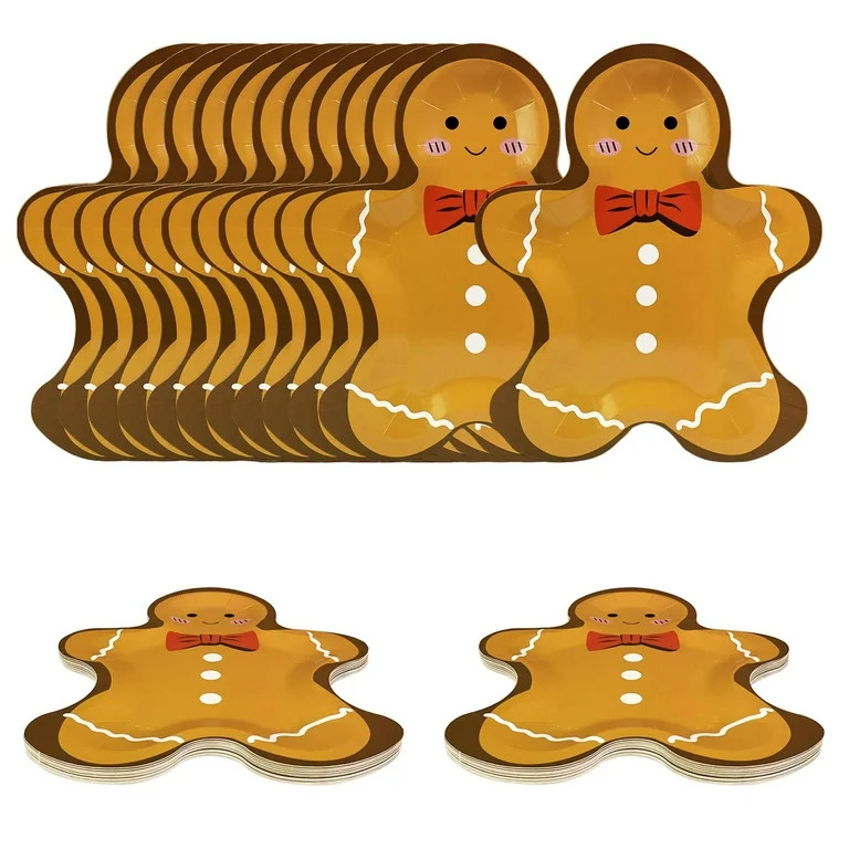 SietDESEO 24 PCS Christmas Paper Plates AFN1Gingerbread Man Shape Disposable Plates Dessert Plate... | Walmart (US)