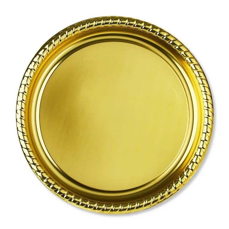 Gold Round Plastic Serving Platter, 16", by Way To Celebrate | Walmart (US)