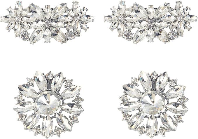 Amazon.com: kilofly 2 Pairs Elegant Rhinestone Crystal Metal Shoe Clips Wedding Party Set : Cloth... | Amazon (US)