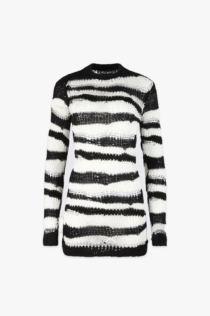 AKAMU DRESS | WHITE BLACK STRIPE | RTA