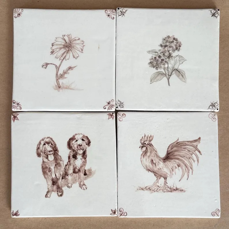 Handmade custom delft inspired ceramic tiles: custom orders available | Etsy (Global)