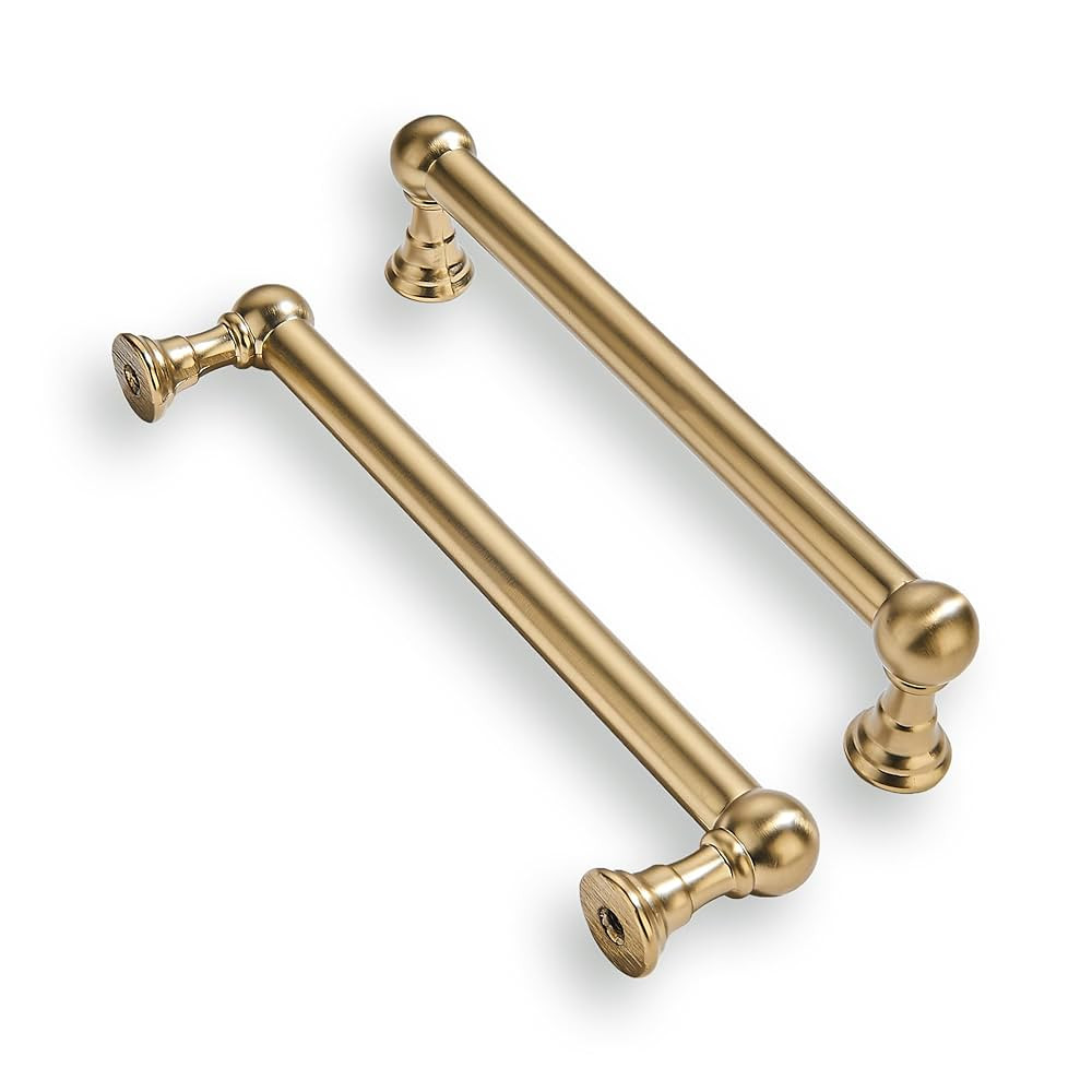 khtumeware 2 Pack 5 Inch Hole Center Brushed Brass Cabinet Pulls Heavy Duty Solid Warm Brass Cabi... | Amazon (US)