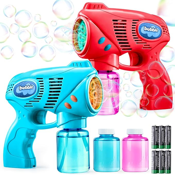 JOYIN 2 Bubble Guns with 2 Refill Solution (10 oz Total), Bubbles Maker, Blower, Machine Gun Blas... | Amazon (US)