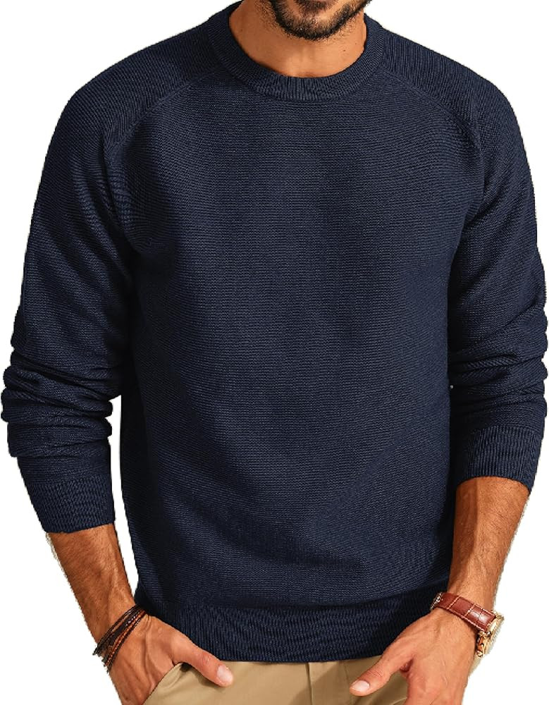 PJ PAUL JONES Men's Sweaters Crewneck Textured Knitted Raglan Sleeve Casual Pullover | Amazon (US)