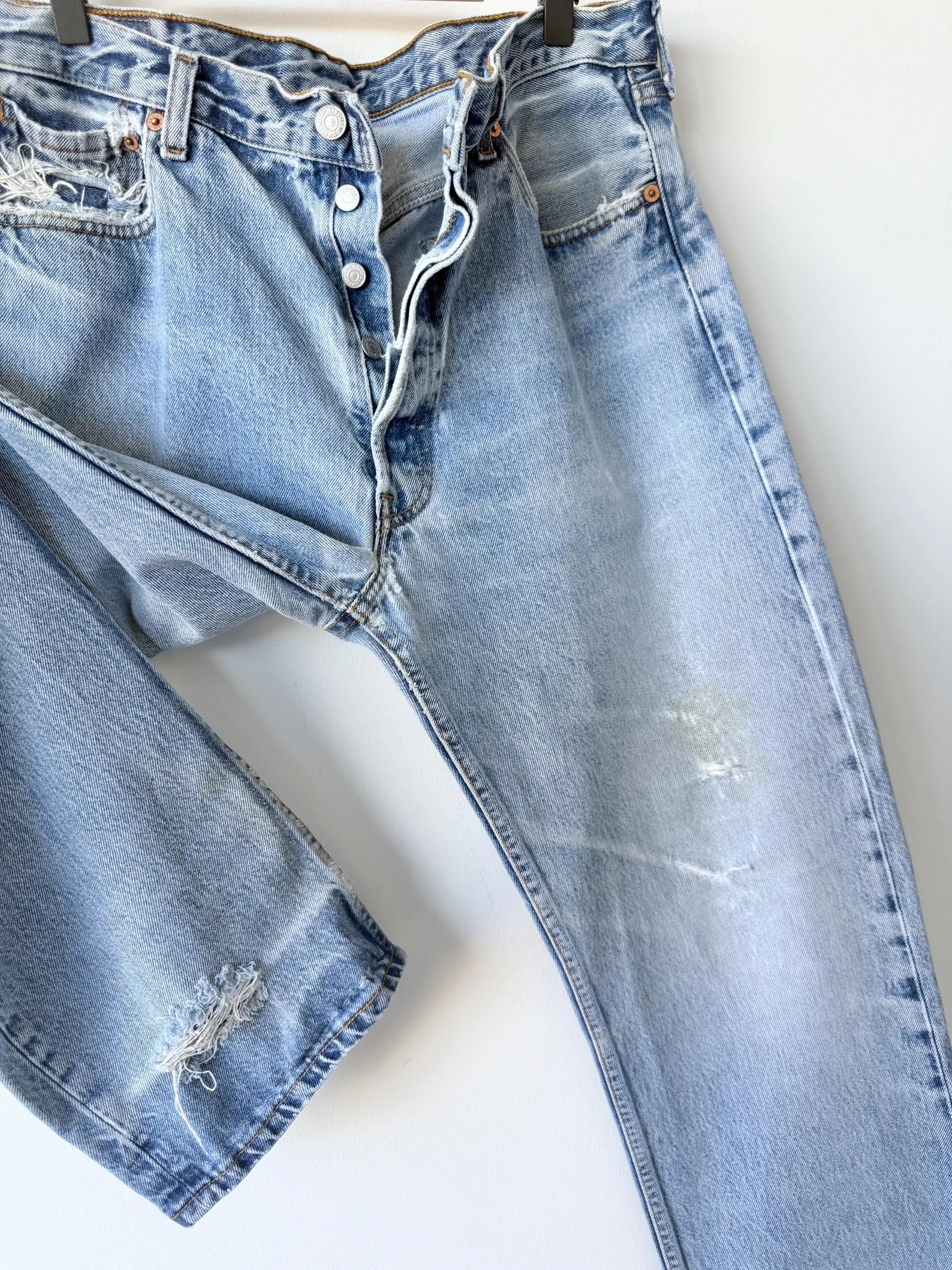 W33 L34 Levis 501 vintage 33” measured waist faded distressed blue 90s made in Spain hols | Etsy (US)