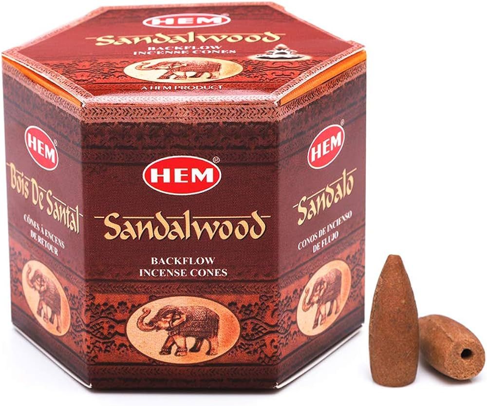 HEM Sandalwood Backflow Brown Incense Cones | Long Lasting Aroma for Positivity & Pure Air | Wood... | Amazon (US)