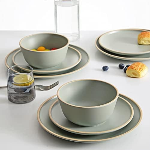 Gufaith Melamine Dinnerware Sets for 4,12 Piece Plates and Bowls Sets, Unbreakable,BPA Free, Suitabl | Amazon (US)