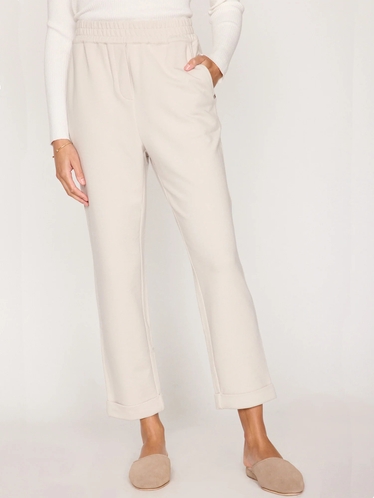 Brochu Walker | Women's Penn Terry Pant in Oyster | Brochu Walker
