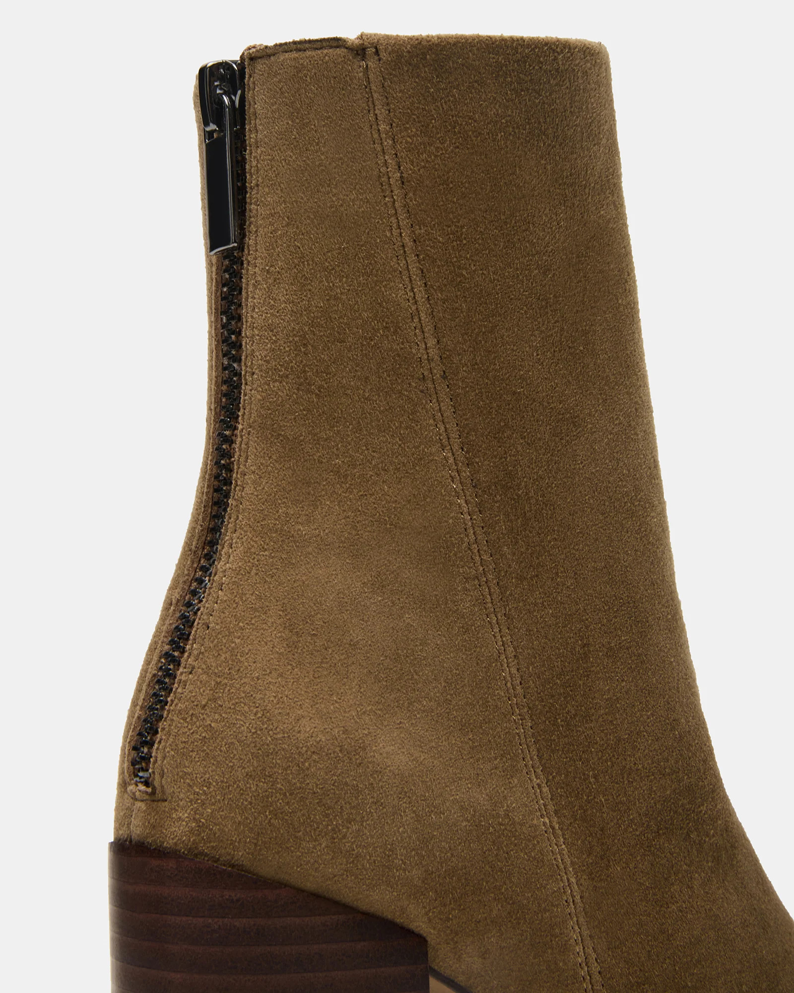 OBSESSION Taupe Suede Rounded Toe Block Heel Women's Ankle Boot | Steve Madden (US)