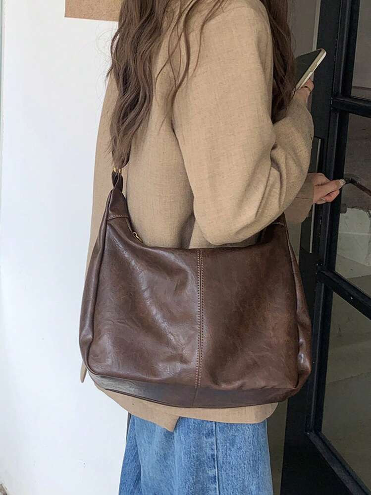 Bag Melad Vintage Crossbody Bag For Women, New Korean Fashion Handbag Tote With Large Capacity Shoulder Bag Back To School, Teachers Gift Ideal Gift, Thank You Gift Idea, Appreciation Gifts, Monogrammed Gifts Bag, Reusable, Teacher Bag Educator, Mom Ideal Brides Maid Gifts, Simple Retro Inspired Bag, Trendy Japanese Bag | SHEIN