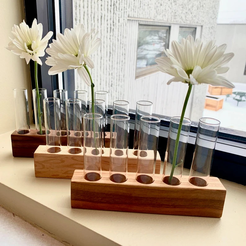 BEST SELLER! Wood Propagation Station - Five Glass Tubes - Bud Vase | Etsy (US)