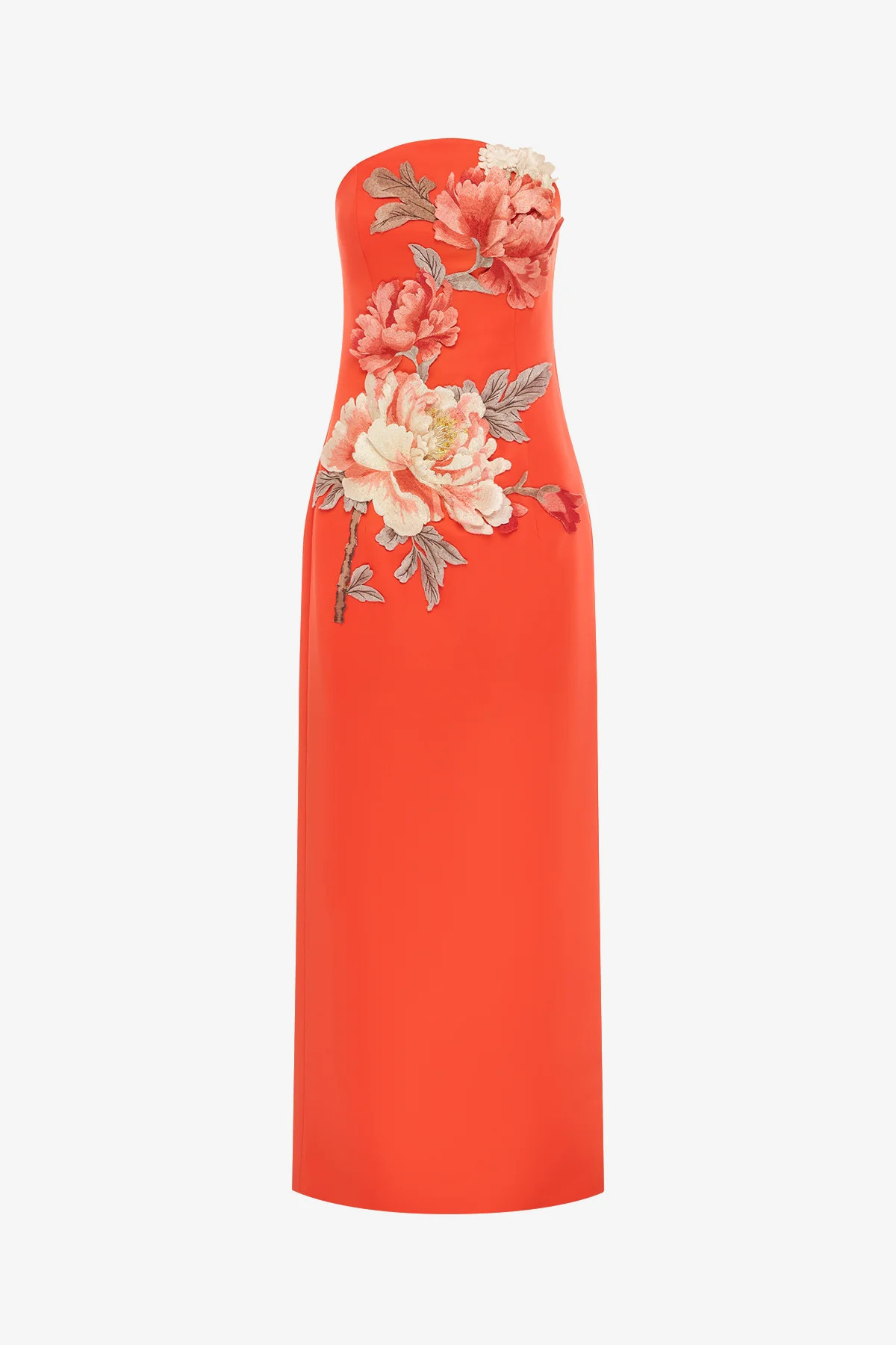 Ava Appliqué Floral Bustier Maxi Dress - Saffron | LEO LIN AU