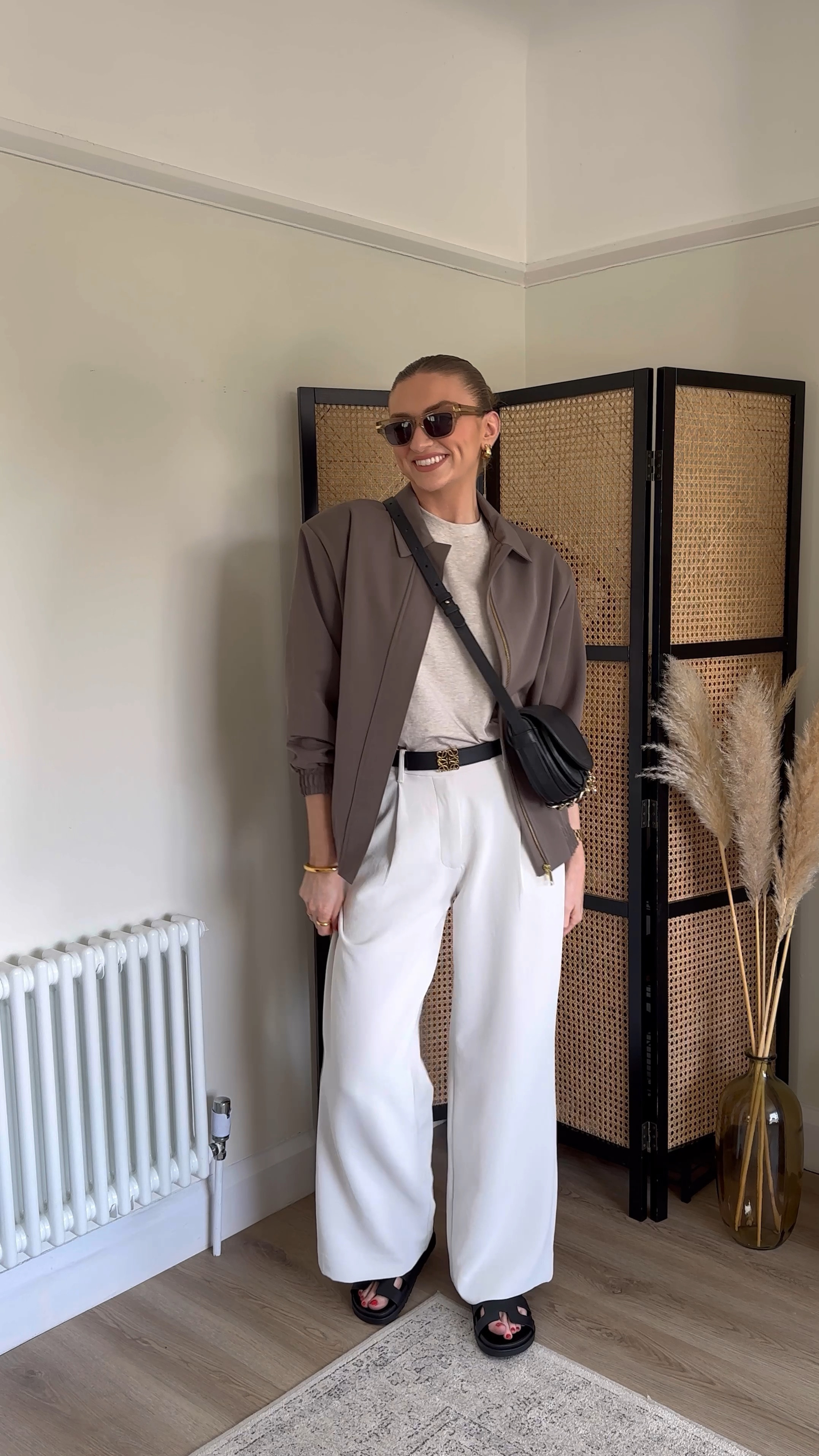 Day 8 of my 30 outfits in 30 days challenge! Wearing…
A small in the & Other stories beige coloured relaxed fit t-shirt

Loewe reversible leather belt

An XS in the WATthebrand collared smoke coloured bomber jacket

My trousers are from Abercrombie last year but I’ve linked a near identical pair 
For size reference I’m wearing the W27 regular length and I’m 5ft 6 

Hermes chypre sandals, dupes linked 

See by Chloe small Mara leather cross-body bag 

Bottega sunglasses

Smart casual outfit, tonal styling, white trouser outfit, spring fashion, white trouser outfit, spring outfit 

#LTKuk #LTKeurope #LTKspring