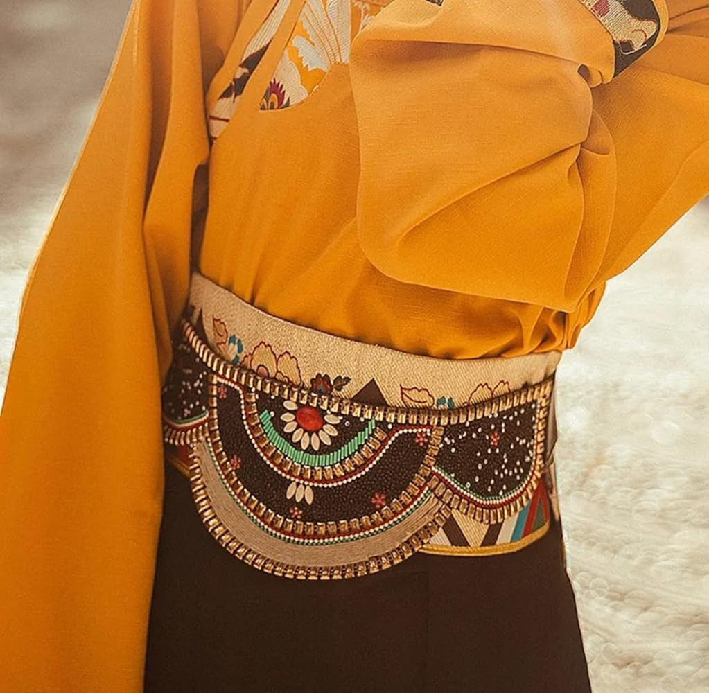idealway Bohemian Women Belts Wide Stretch Elastic Waist Cinch Belt Handmade Beaded Flower Adjust... | Amazon (US)