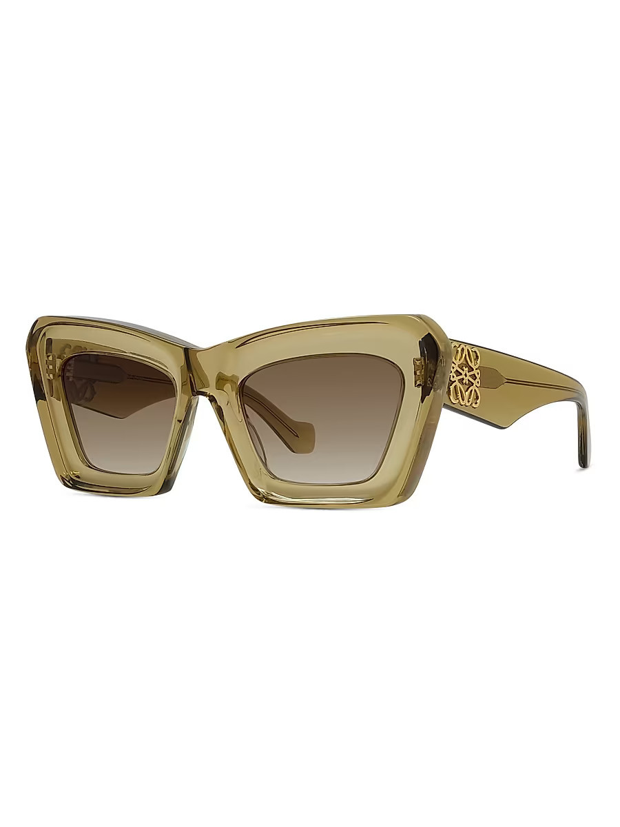 Women's Anagram 51MM Cat-Eye Sunglasses - Shiny Dark Green Gradient Brown | Saks Fifth Avenue