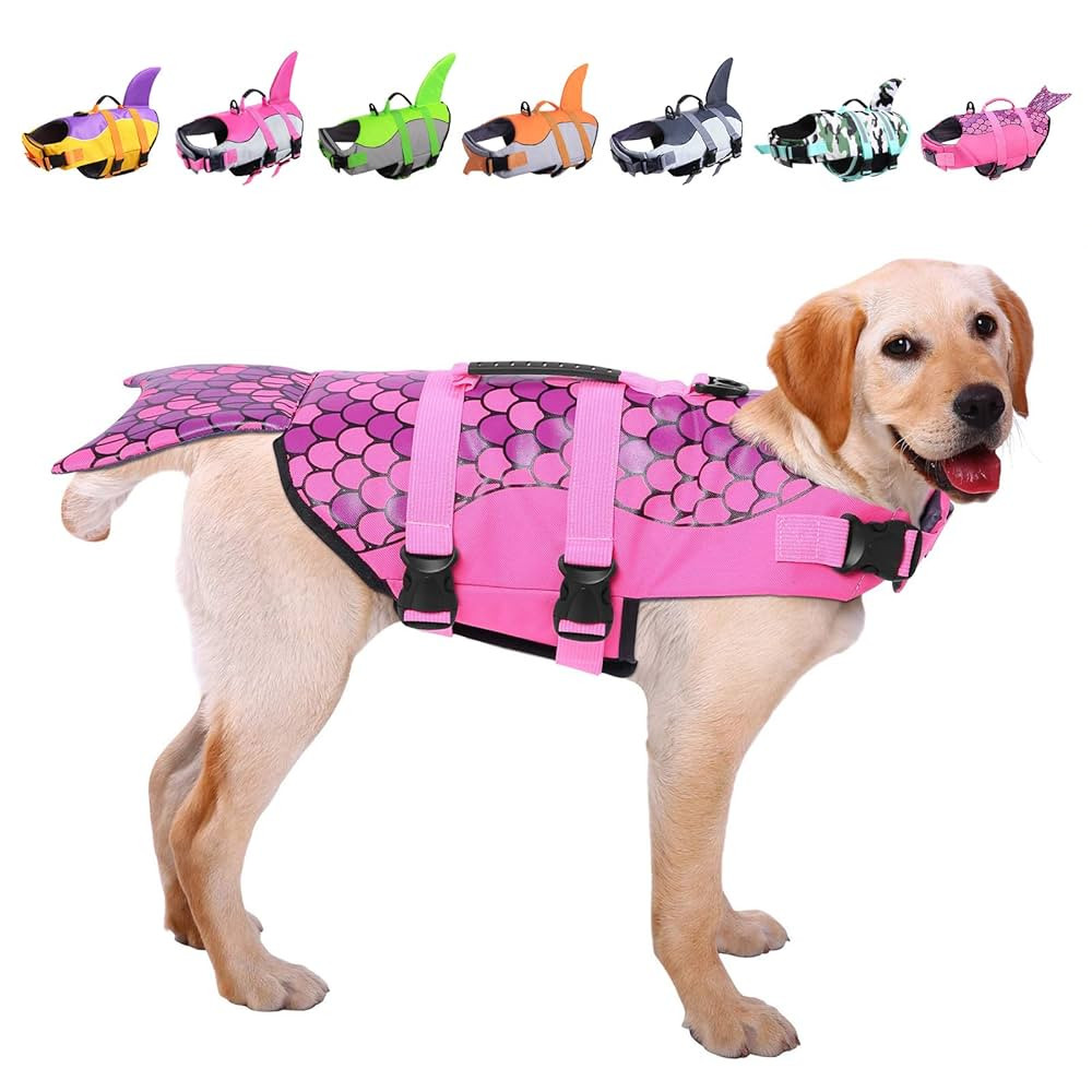 ASENKU Dog Life Jacket - Pet Safety Vest for Swimming & Boating, Shark Life Jacket with Floatatio... | Amazon (US)