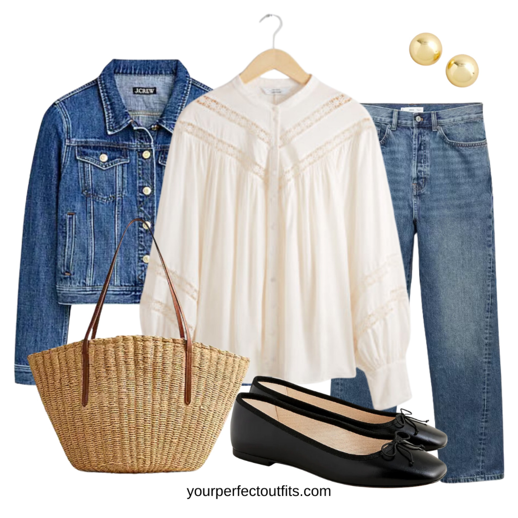 Spring casual look with a denim jacket and a pair of ballet flats 

#LTKshoecrush #LTKSeasonal #LTKworkwear