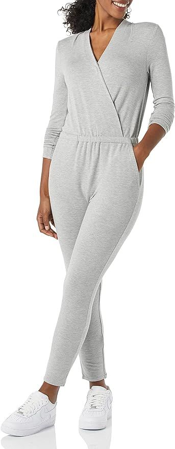 Daily Ritual Women's Supersoft Terry Standard-Fit V-Neck Long-Sleeve Wrap Jumpsuit | Amazon (US)
