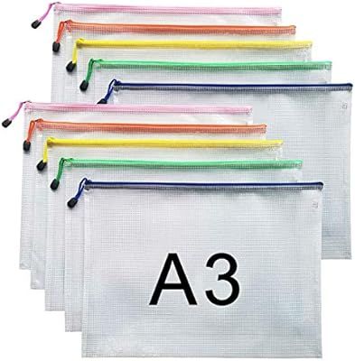 A3 Document Folder File Zipper Bags Plastic Wallets Folder (A3-10PCS) | Amazon (UK)