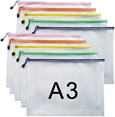 A3 Document Folder File Zipper Bags Plastic Wallets Folder (A3-10PCS) | Amazon (UK)