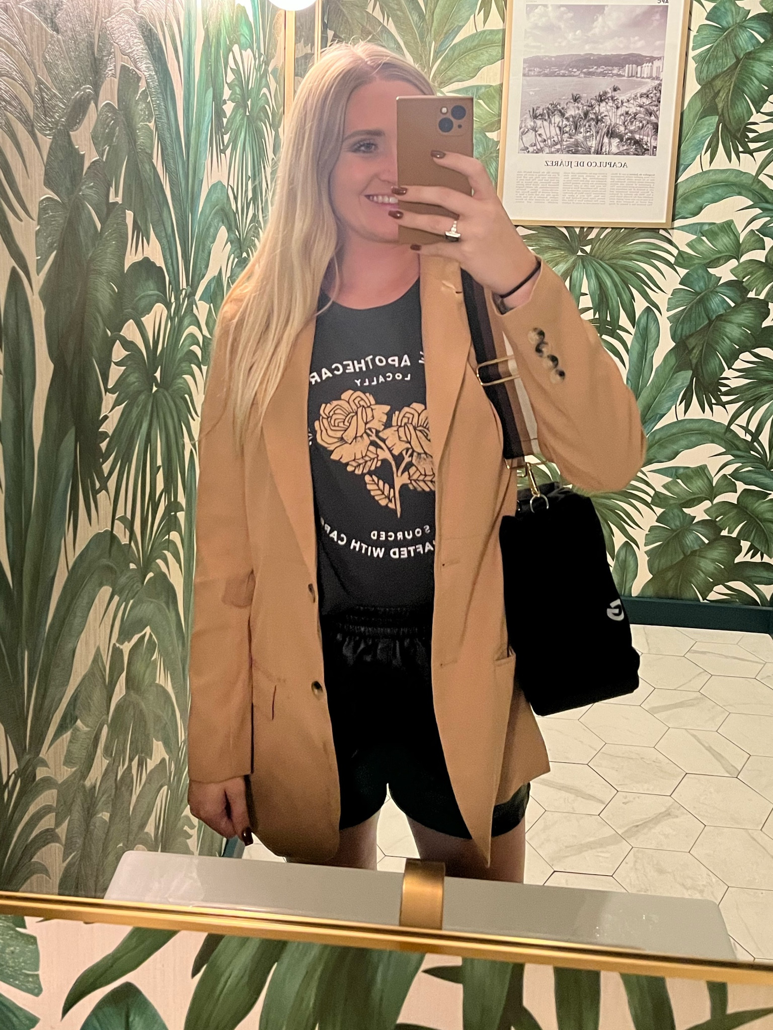 Perfect for the “in between” weather of summer and fall! Blazer for when it gets chilly in the evening, graphic tee for the warm part of the day! 

#LTKstyletip #LTKunder50 #LTKSeasonal