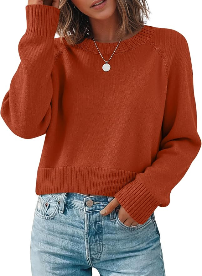 Zeagoo Sweaters for Women Cropped Crewneck Basic 2026 Trendy Fall Tops | Cropped Sweater, Winter ... | Amazon (US)