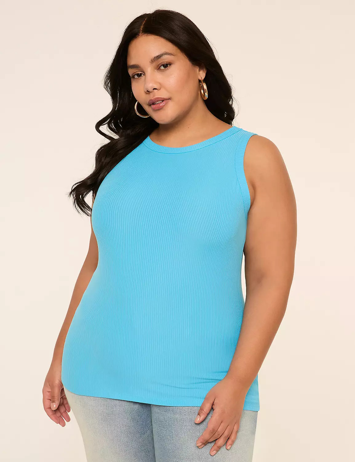 High-Neck Rib Tank | Lane Bryant (US)