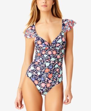 Anne Cole Lazey Dazey Printed Flutter-Sleeve One-Piece Swimsuit Women's Swimsuit | Macys (US)