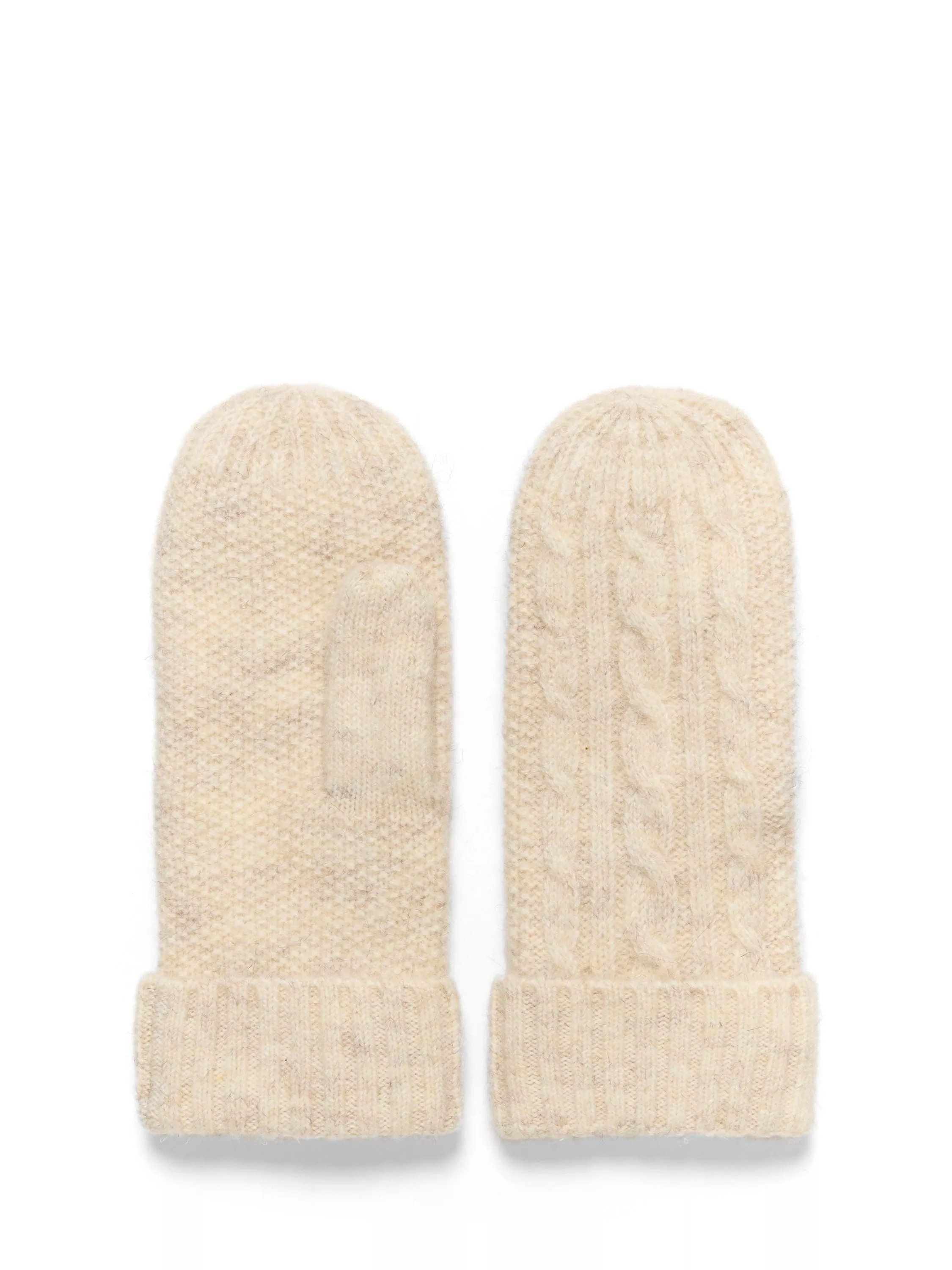 KAFFE Gabby Cale Knit Mittens, Natural Cream | John Lewis (UK)